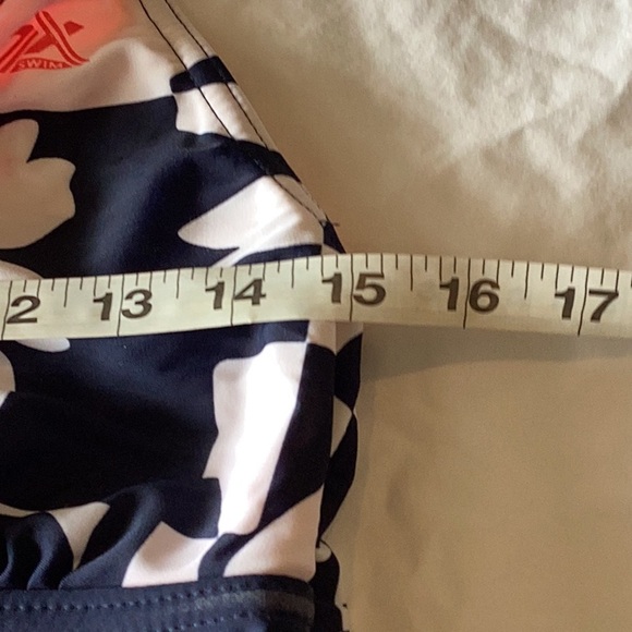 Tankini racerback top sz 14, Blue & White Floral w/accent orange - Picture 9 of 10